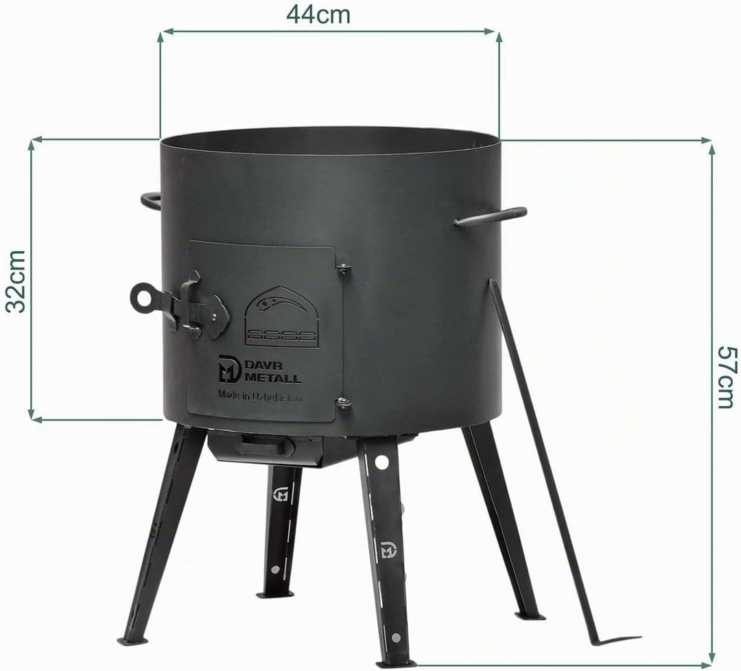 Ø44 Uchag 2mm stahl Utschak Feuerstelle Utschag Campingofen 22L Kazan Kasan (flacher boden) Feldküch
