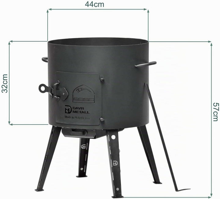 Ø44 Uchag 2mm stahl Utschak Feuerstelle Utschag Campingofen 22L Kazan Kasan (flacher boden) Feldküch