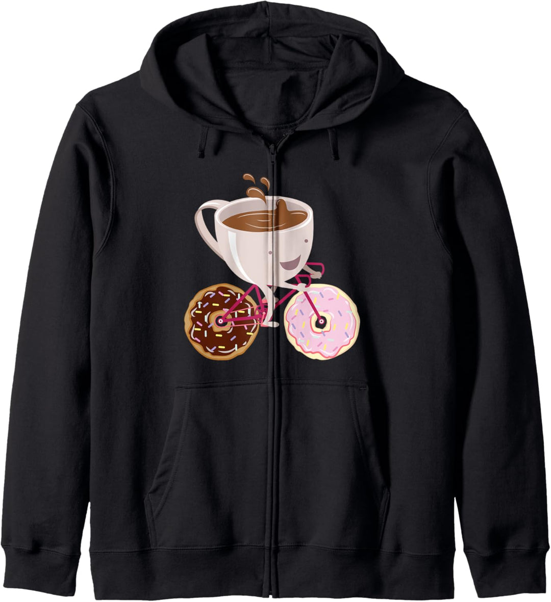 Donut Kaffee Fahrrad Illustration Kapuzenjacke