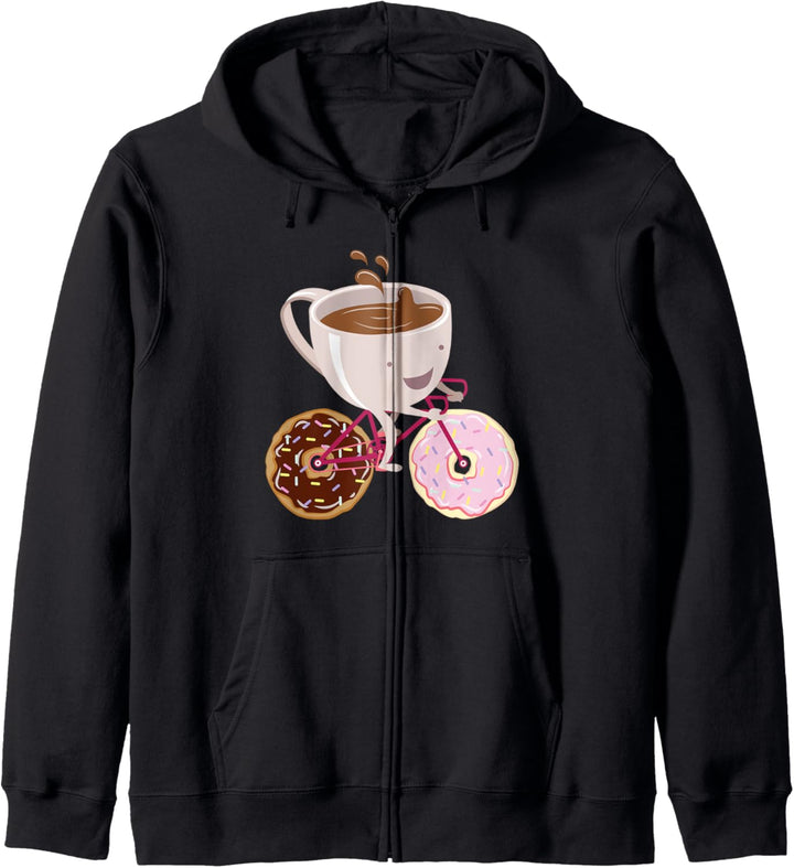 Donut Kaffee Fahrrad Illustration Kapuzenjacke