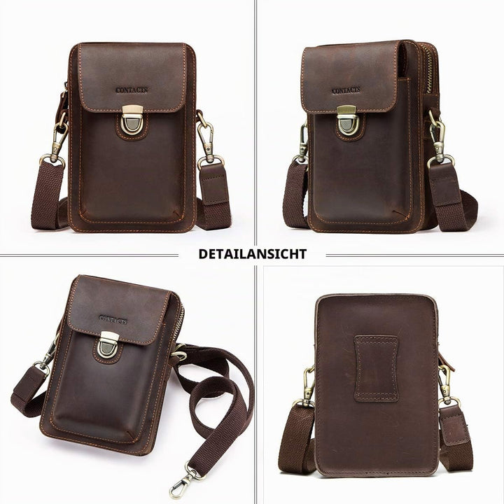 CONTACTS Echtes Leder Herren Kleine Messenger Taillentasche Gürteltasche Telefon Brieftasche Geldbör