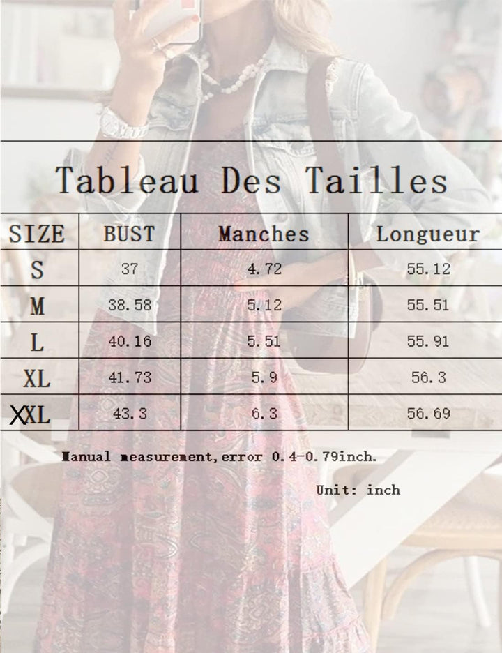 ABYOVRT Sommer Kleider Damen Sommerkleid Boho Lang Kleider Böhmisch Blumen Strandkleid V-Ausschnitt