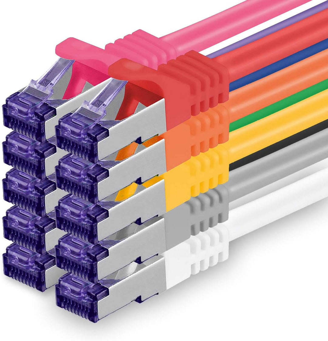 1aTTack.de 10x 0.5 M CAT7 Netzwerkkabel - 10 Gigabit - RJ45 Patchkabel Ethernet Kabel (SFTP PIMF LSZ