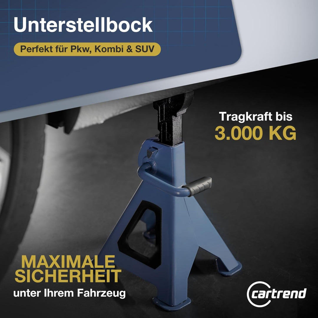 Unitec 10889 3000 kg für PKW höhenverstellbar Unterstellbock Profi 3 Tonnen in blau Sicherheitsböcke