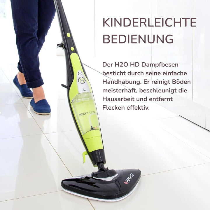 H2O HD PRO 2-in-1 Dampfreiniger & Handdampfer Set – 1500W Dampfbesen, 450ml Tank & H2O E3 System – F