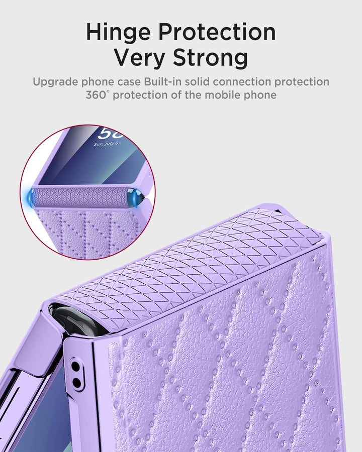 Miimall Kompatibel mit Samsung Galaxy Z Flip 7 Hülle mit Scharnierschutz & Displayschutz, [Elegant L