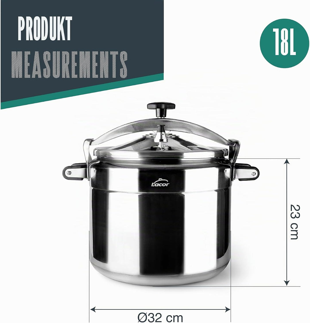 Lacor SCHNELLKOCHTOPF 4 L PRO-Classic, Aluminium, Grey, 46 x 34 x 35 cm
