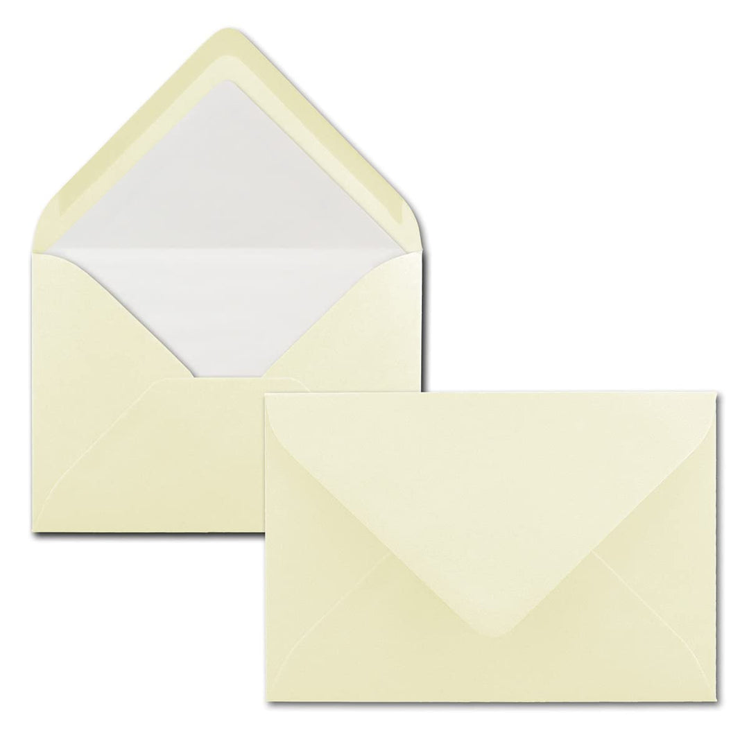 75 Briefumschläge Vanille (Creme) - DIN C6 - gefüttert mit weissem Seidenpapier - 100 g/m² - 11,4 x