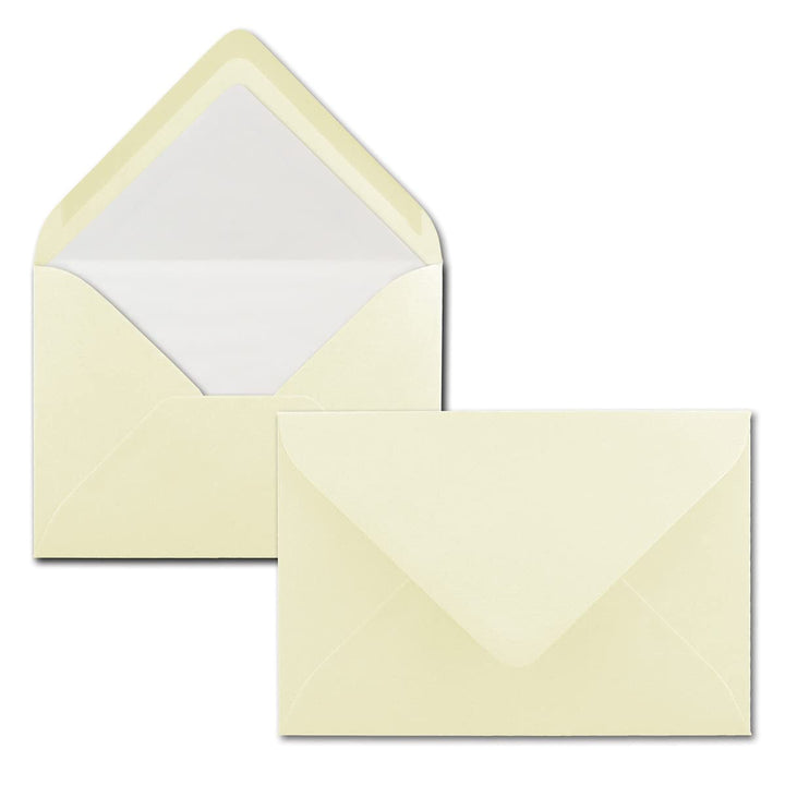 75 Briefumschläge Vanille (Creme) - DIN C6 - gefüttert mit weissem Seidenpapier - 100 g/m² - 11,4 x