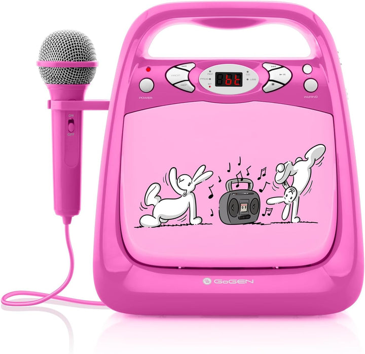 GOGEN Kinderkaraoke und CD Player I USB I MP3 I Mikrofon inklusive I Kopfhörerausgang I tragbar I Ba