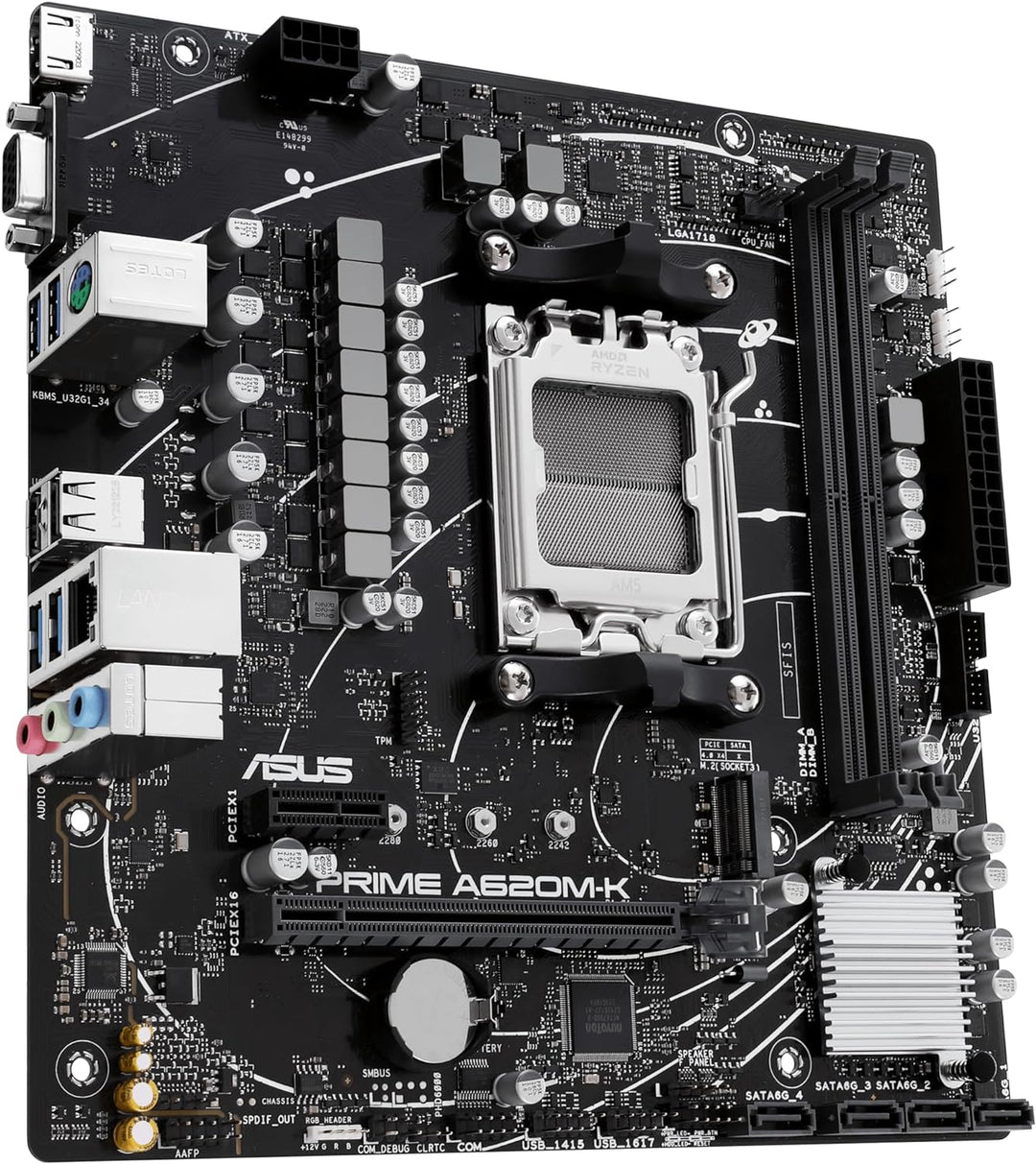 ASUS Prime A620M-K Mainboard Sockel AMD A620 (Ryzen 7000, Micro-ATX, DDR5 Speicher, PCIe 4.0, BIOS F