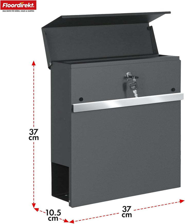 Floordirekt Moderner Briefkasten, mit Zeitungshalter, Deckel, abschliessbar mit Zeitungsfach & Edels