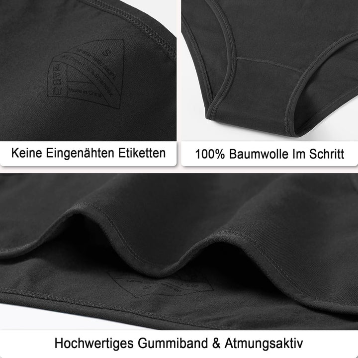 anqier Unterhosen Damen, 6er Pack Baumwolle Panties Atmungsaktiv Slips Damen Bequeme Hipster Frauen