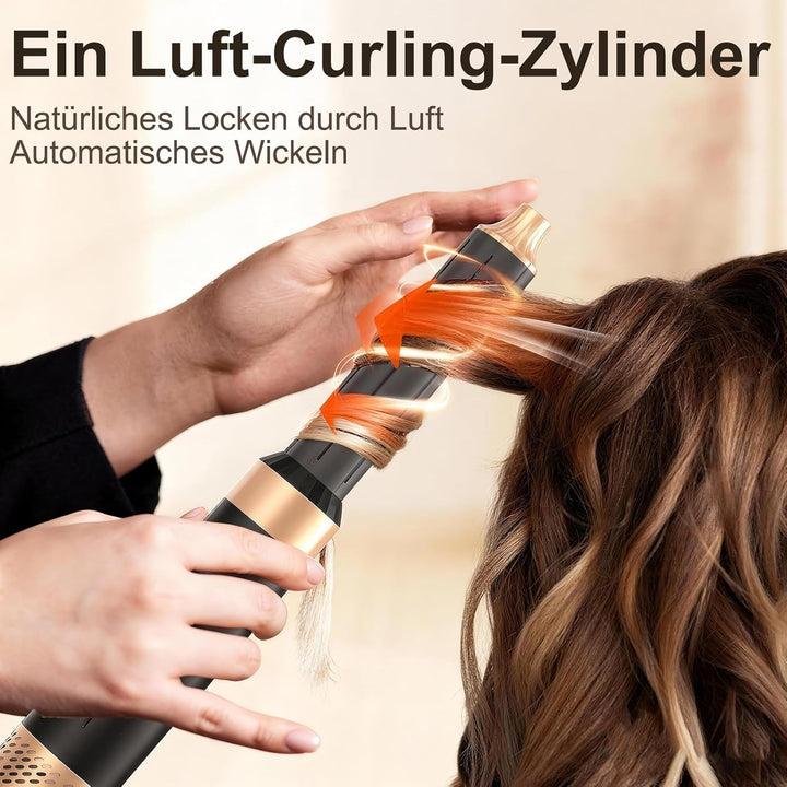 6 in 1 Warmluftbürste & Styler Set, 1000 W Föhnbürste mit abnehmbaren Aufsätzen, Professionelle Heis