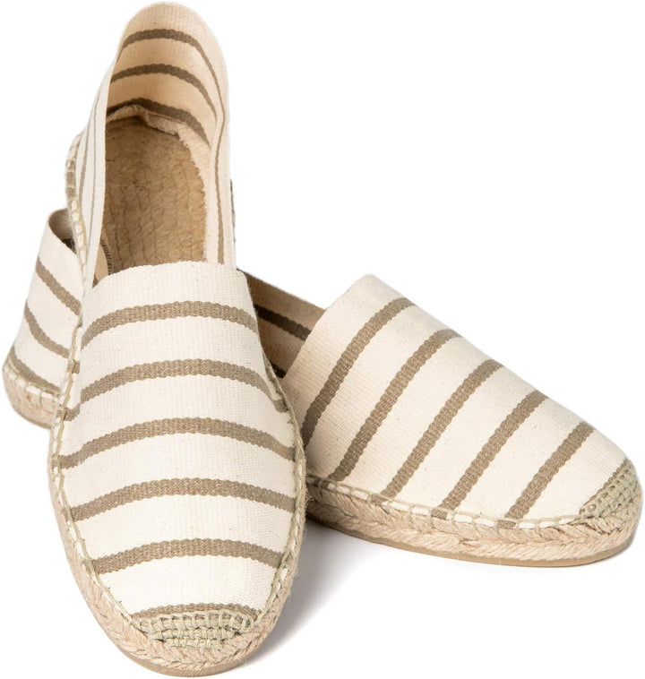 WELTENMANN gestreifte Herren Slip-on Espadrilles aus Baumwolle mit Schuhbeutel, 41-46, Handmade in S