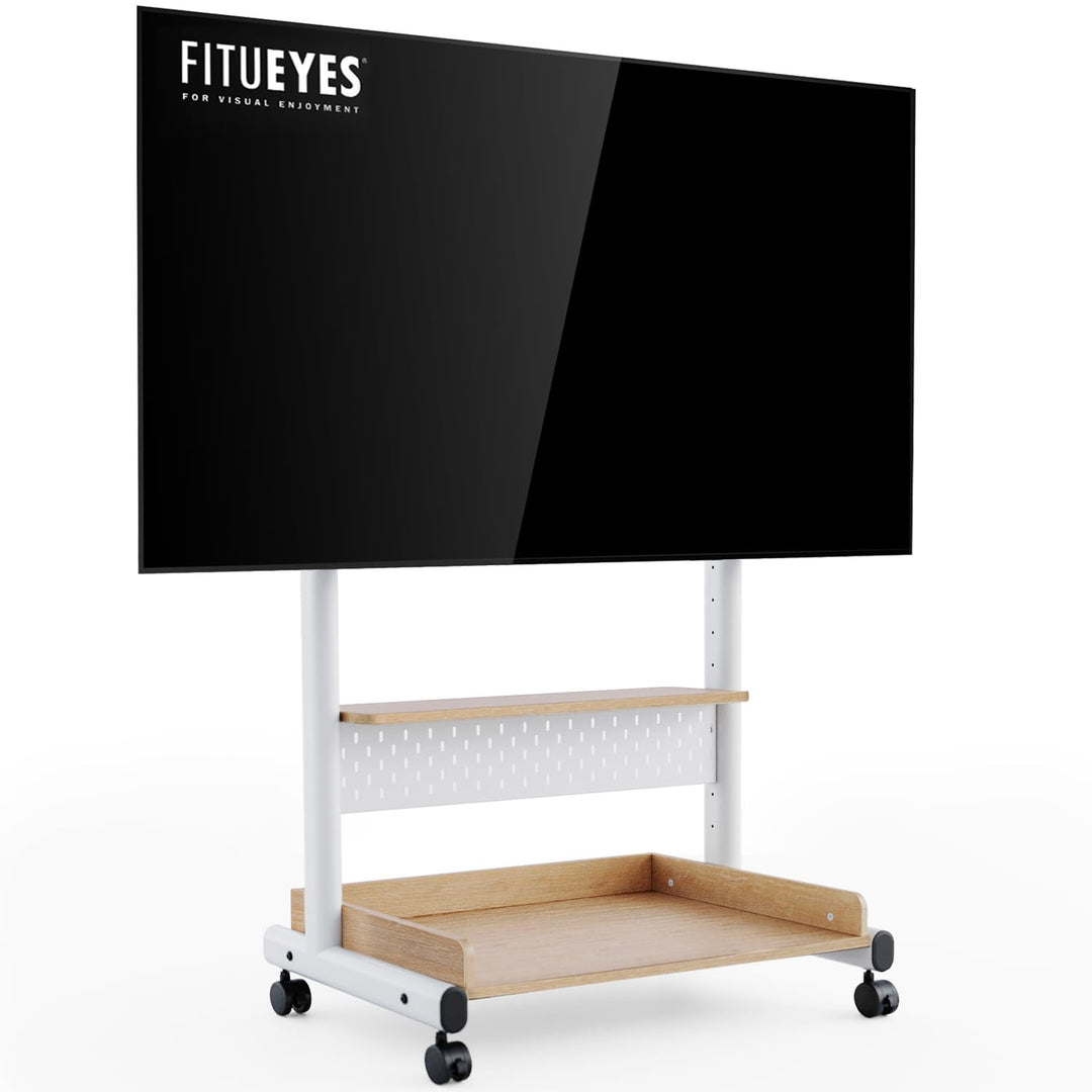 FITUEYES TV Ständer Rollbar Fernsehständer mit Rollen Bodenständer TV Rollwagen für 40-85 Zoll Ferns