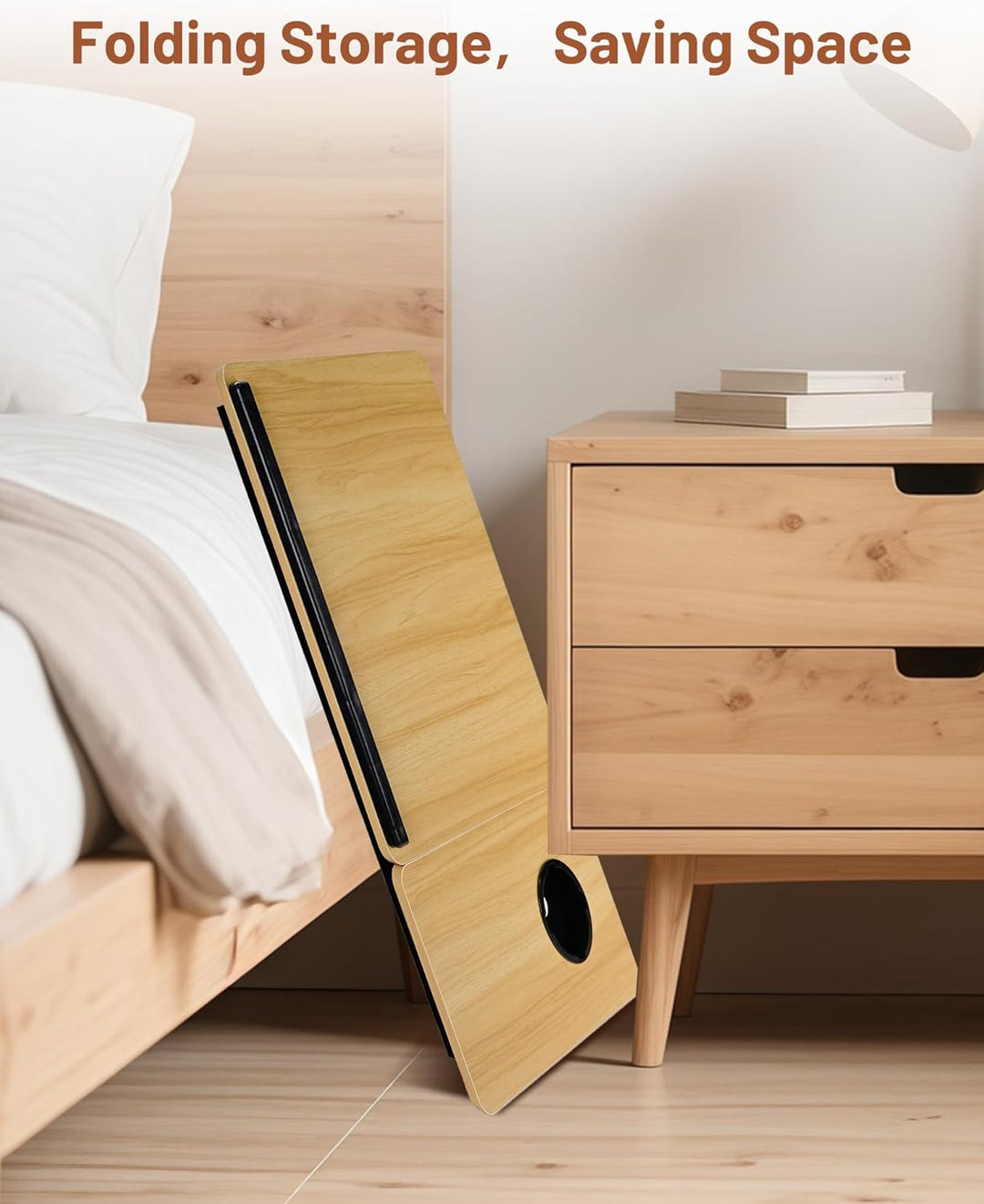 Klapptisch und Bett-Tisch 55,5x32x25cm - Frühstückstablett mit Leseablage und Getränkehalter, 5 vers