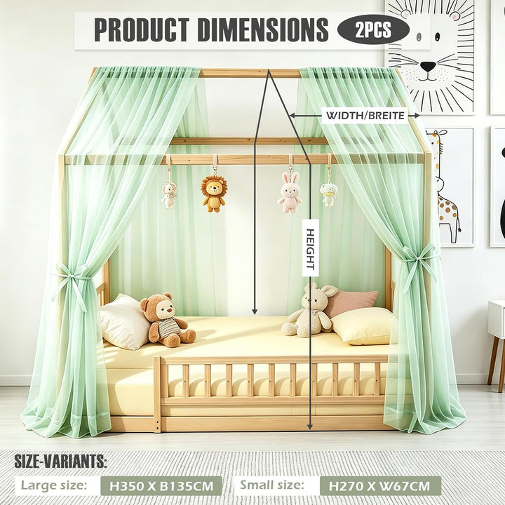 Hausbett Himmel 2er Set aus Voile, Betthimmel und Bettvorhang für Kinderbett, Kinderzimmer Deko für