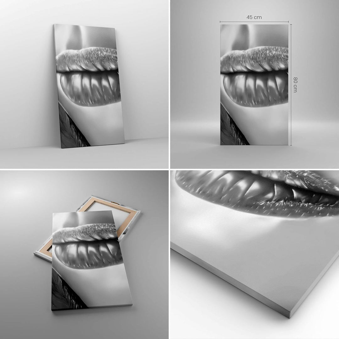 Bilder auf Leinwand Lippen Gesicht weiblich Lippenstift Leinwandbild mit Rahmen 45x80cm Wandbilder D