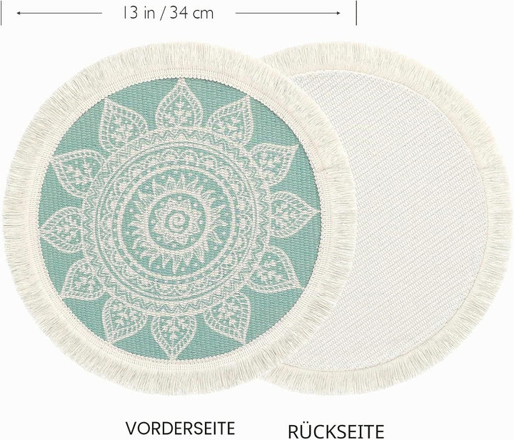 Weldomcor Tischsets 4er Set Rund Gewebte Platzsets Untersetzern Hitzebeständige Platzdeckchen rutsch