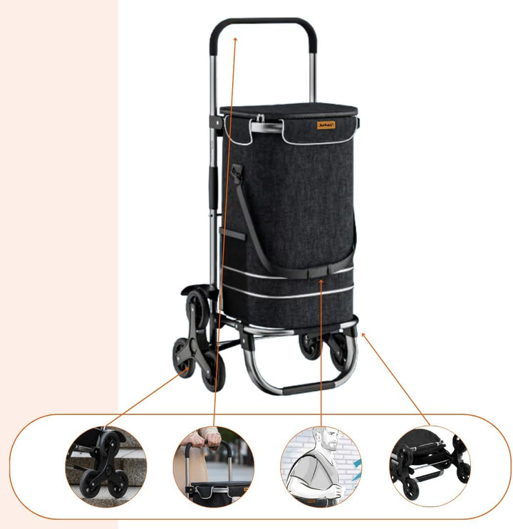 Einkaufstrolley Comfort für Treppen, 50 l (Schwarz), Schwarz