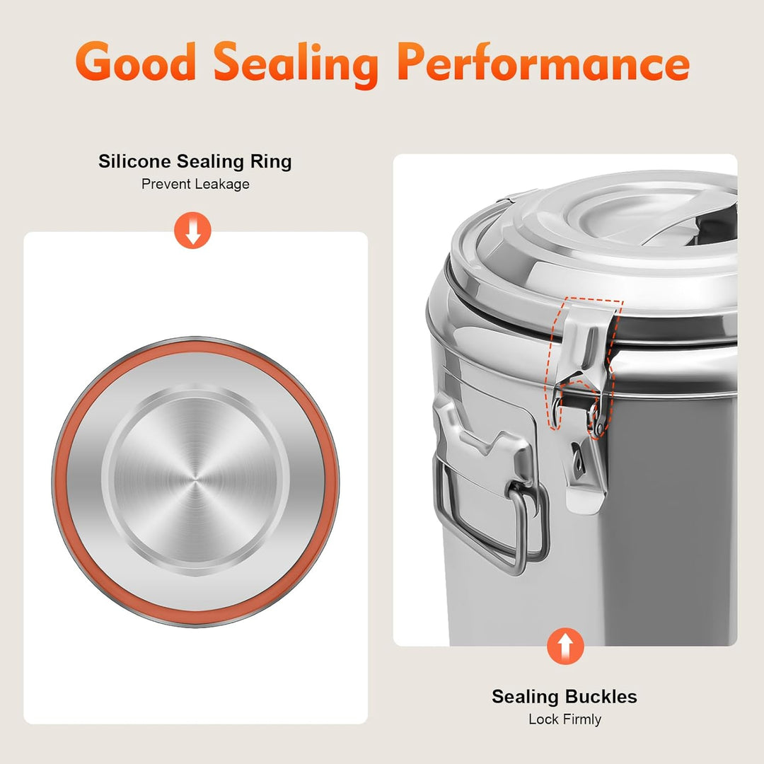 14L Isolierter Edelstahl Eimer mit Deckel für Camping | Thermotransportbehälter mit Wasserhahn &amp; The