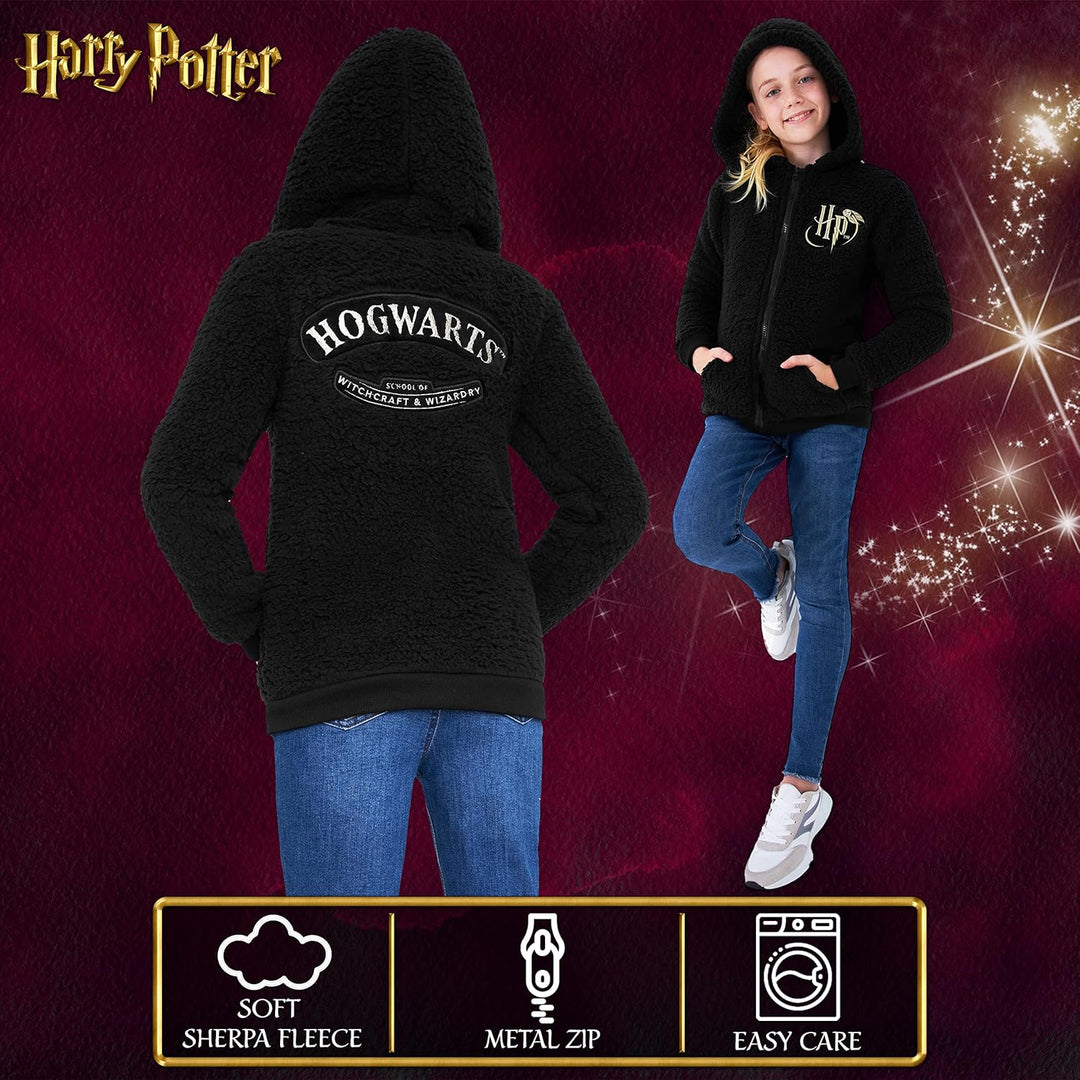 Harry Potter Kapuzenpullover Kinder Teddy Fleece Hoodie Teenager 11-12 Jahre Schwarz Hp Kinder, 11-1