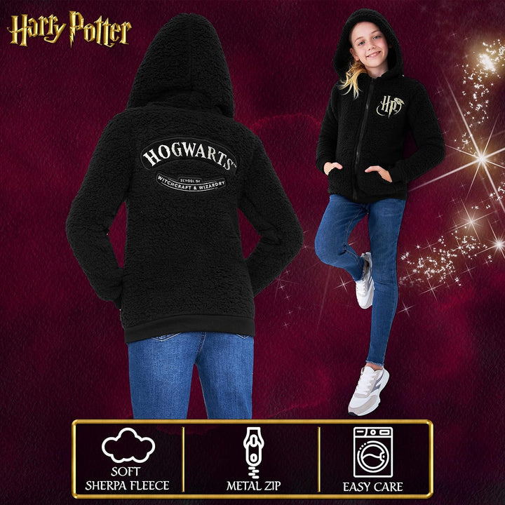 Harry Potter Kapuzenpullover Kinder Teddy Fleece Hoodie Teenager 11-12 Jahre Schwarz Hp Kinder, 11-1