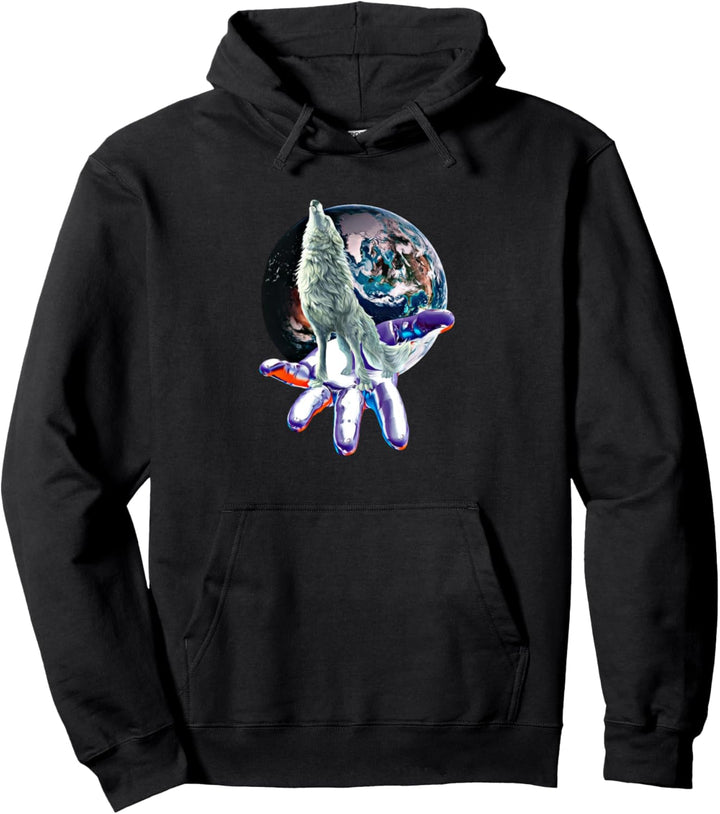 Wolf Motiv Mond Wölfe Pullover Hoodie