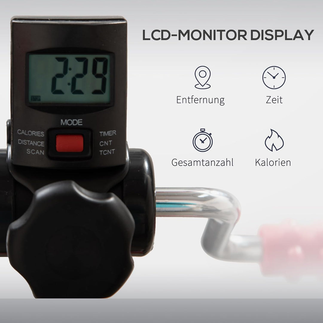 HOMCOM Pedaltrainer für Senioren Höhen- und Längenverstellbar Mini Heimtrainer mit Griff LCD Display