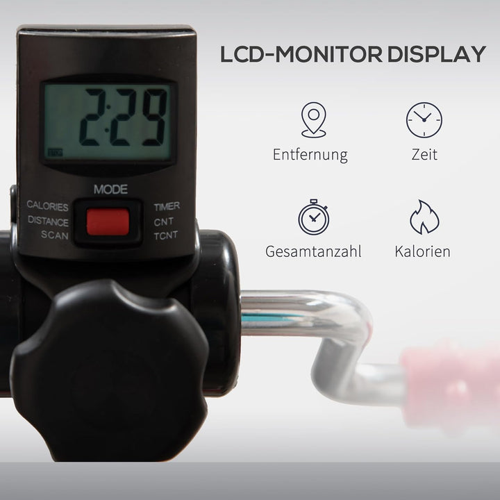 HOMCOM Pedaltrainer für Senioren Höhen- und Längenverstellbar Mini Heimtrainer mit Griff LCD Display