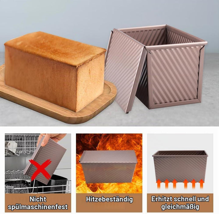 inodiref 2 Stück Brotbackform mit Deckel Antihaft Toastbrot Backform Kastenform mit Deckel mit Belüf