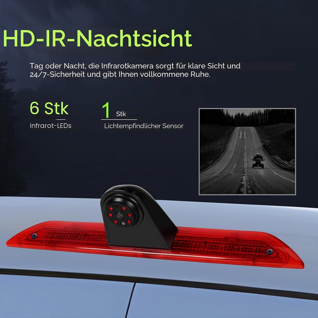 SIXWIN 720P Rückfahrkamera mit Bremsleuchte, Kamera Bremslicht für Ford Transit 2014-2018,140° Weitw