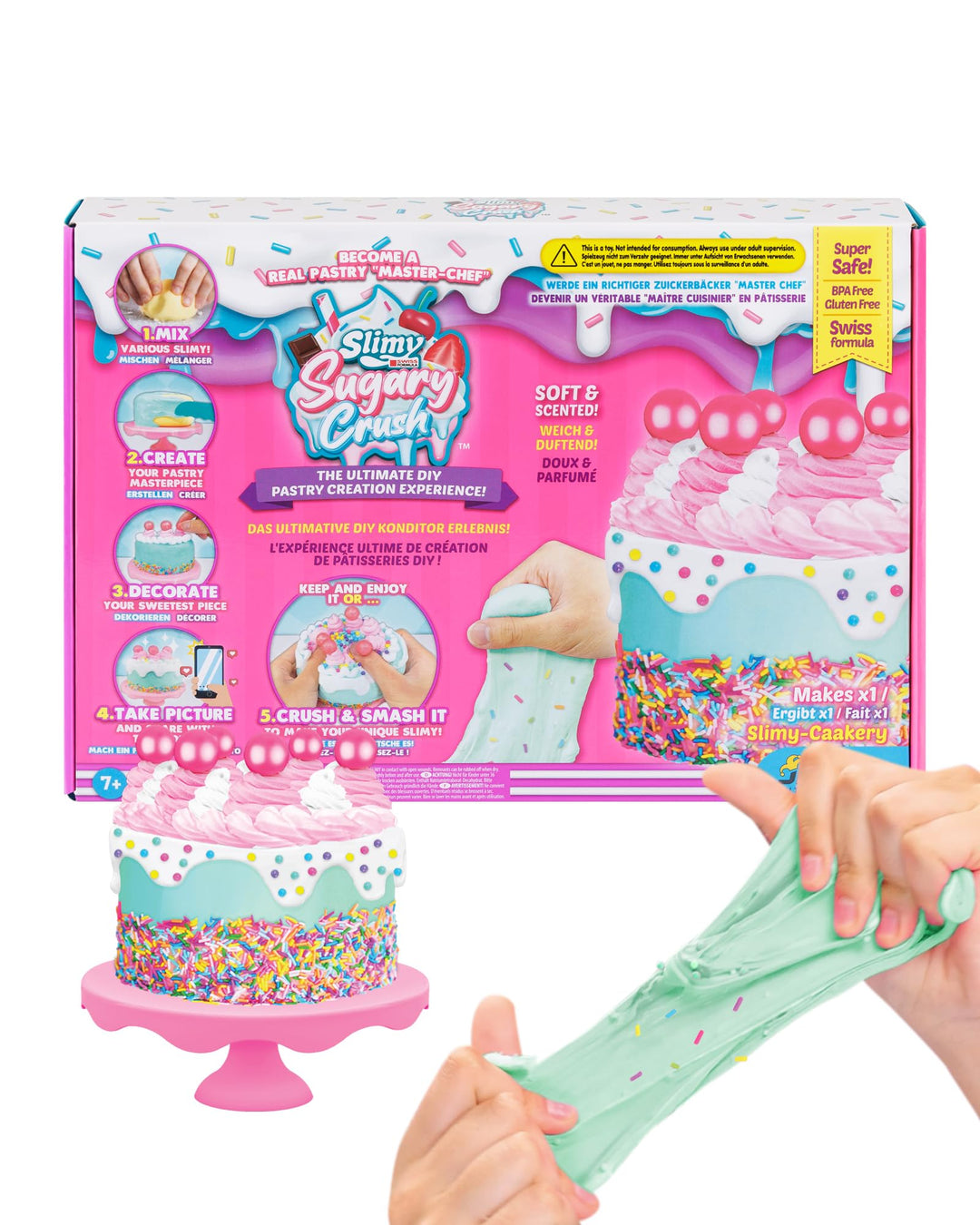 SLIMY Sugary Crush - Party Caakery, Slime und Knete Kreativ-Set, Backspiel zum selber Mischen, Forme