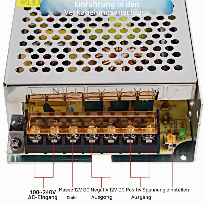 12V 16.7A Schaltnetzteil 200W Netzteil Transformator Diver Adapter für Überwachungskamera, LED-Strei