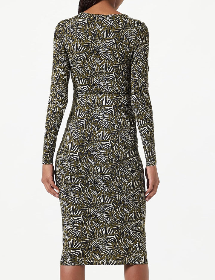 Noppies Damen Dress Paoli Long Sleeve Allover Print Kleid 36 Dark Olive - P981, 36 Dark Olive - P981