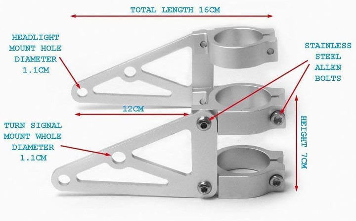 Alchemy Parts Hochwertig 40mm/41mm CNC Gebürstetes Aluminium Lenkstangen Halterung Motorrad Scheinwe