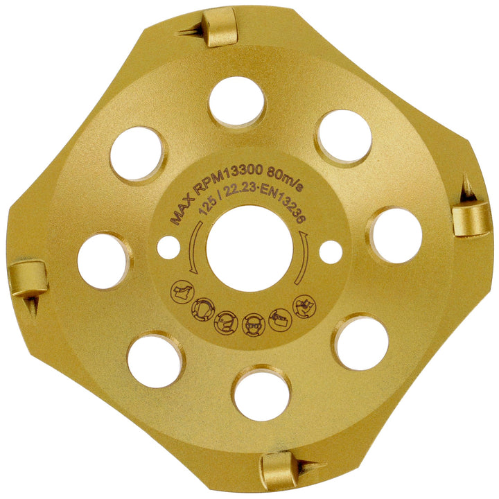 PRODIAMANT PKD Diamant-Schleiftopf 125 mm x 22,2 mm 4 Segmente Diamantschleiftopf 125mm passend Wink