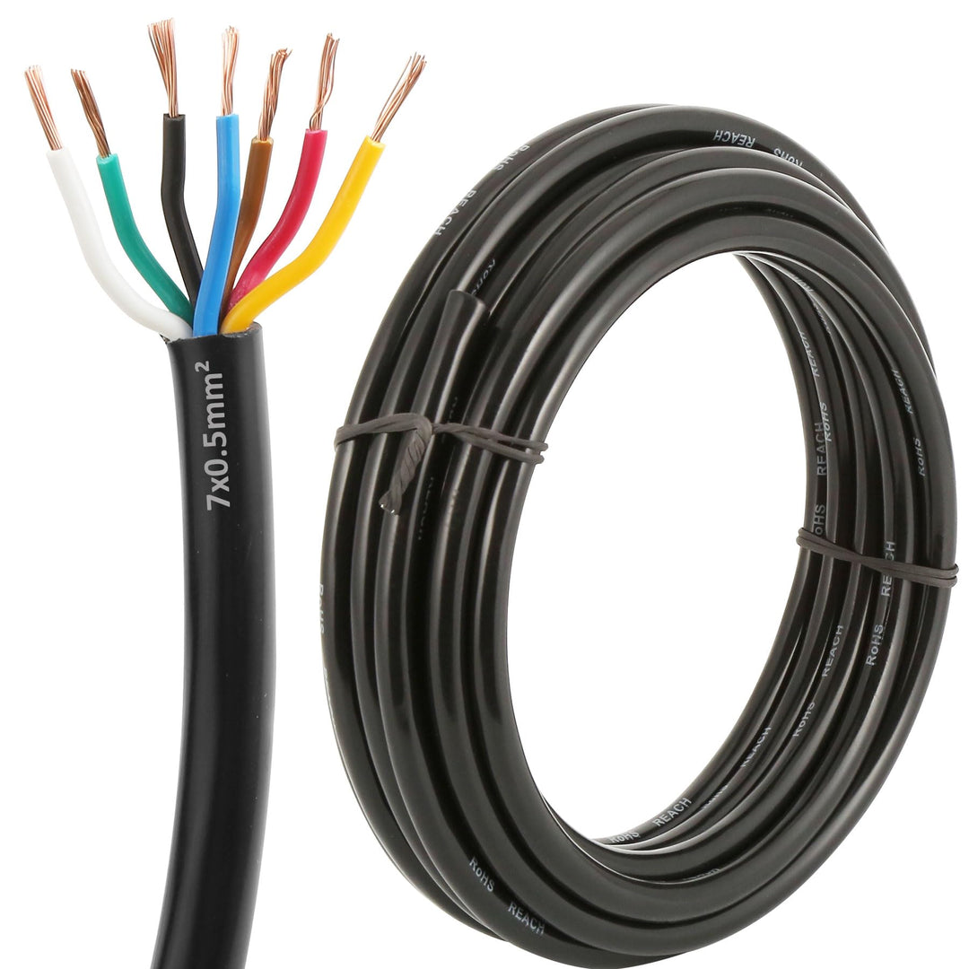 20AWG 7×0.5mm² Elektrischer Draht Kabel 7 adrig 5M Kupferkabel Fahrzeugkabel 7 polig Verlängerungska