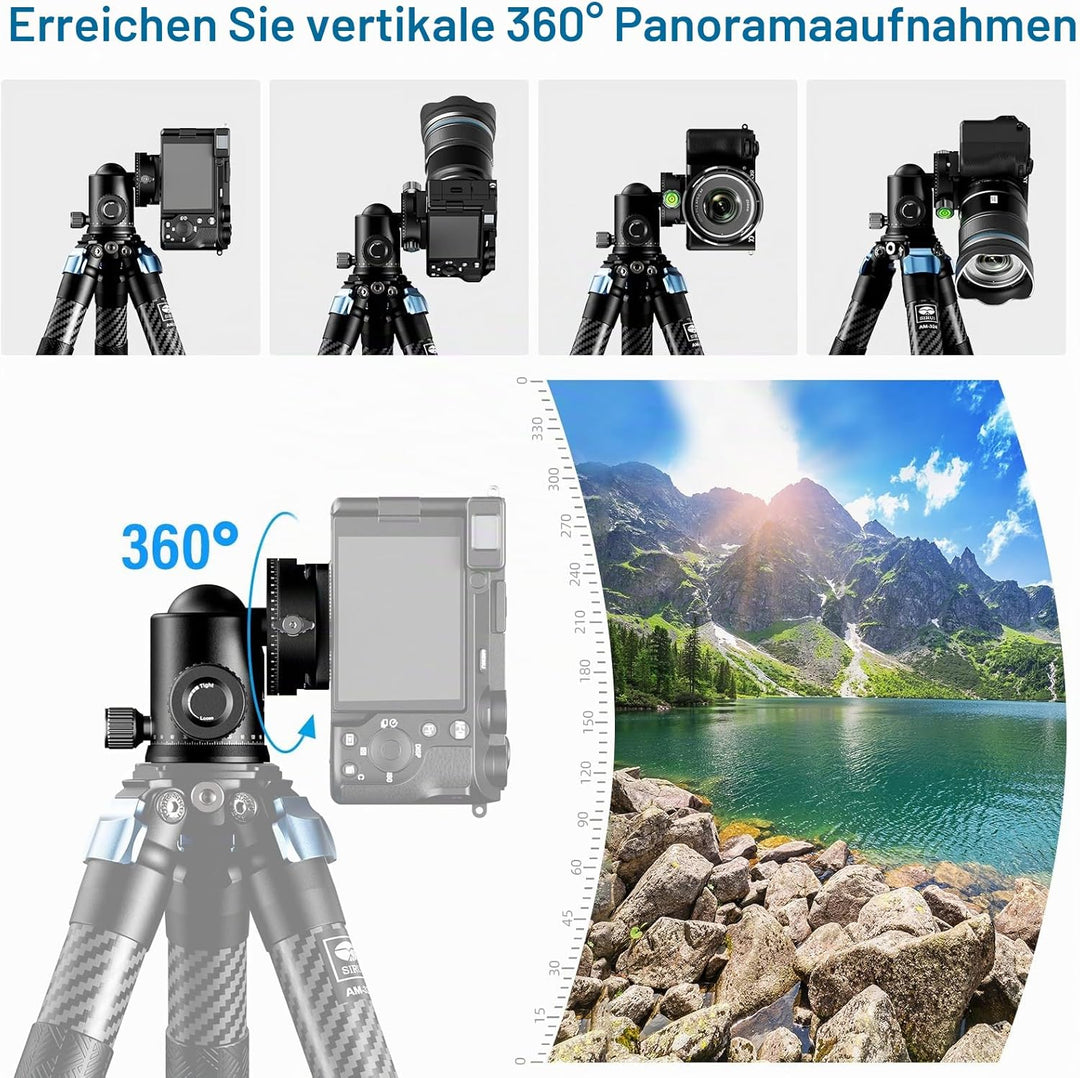 SIRUI Stativkopf KH-20, 360 Doppelte Panorama Kopf mit 36 mm Kugelkopf und 1/4 Zoll Schnellwechselpl