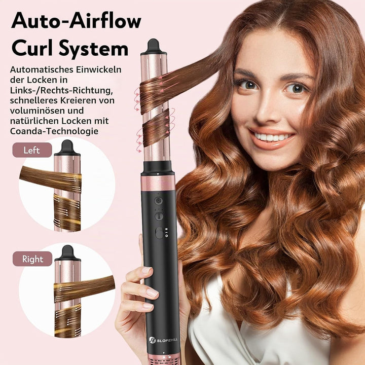 Slopehill Airstyler 5 IN 1, Ionen Föhn 110000 U/Min, Multifunktionaler Hairstyler, Lockenstab Automa