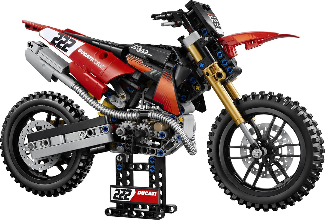 LEGO Technic Ducati Desmo450 MX Factory Motorrad Modellbausatz - Mit Motorrad Spielzeug mit Lenkung