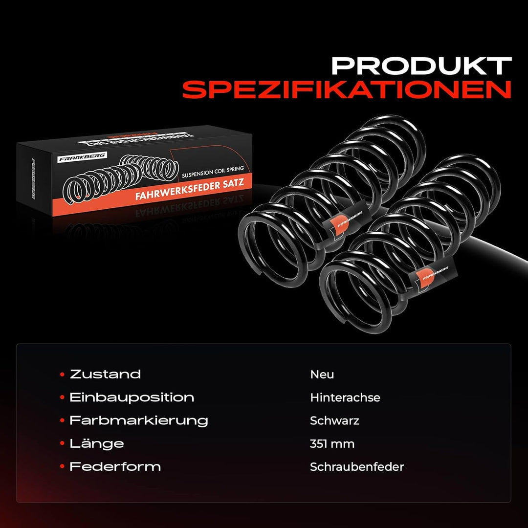 Frankberg 2x Federn Fahrwerksfeder Hinterachse Links Rechts Kompatibel mit X-Type Estate CF1_ 2.5L 3