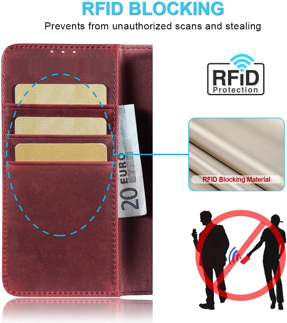 LENSUN Lederhülle für Samsung Galaxy S26, Echtleder Handyhülle [Brieftasche][RFID Schutz][Standfunkt