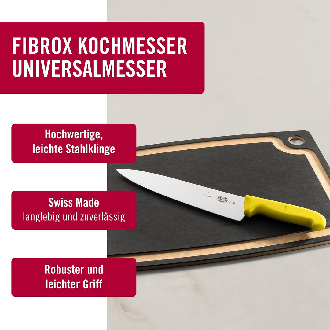 Victorinox Fibrox Kochmesser, Breites Universalmesser für Fleisch, Fisch, Gemüse und Kräuter, 25 cm,