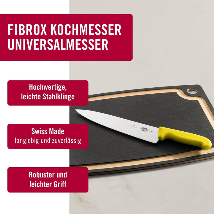 Victorinox Fibrox Kochmesser, Breites Universalmesser für Fleisch, Fisch, Gemüse und Kräuter, 25 cm,