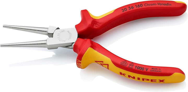 Knipex Langbeckzange verchromt, isoliert mit Mehrkomponenten-Hüllen, VDE-geprüft 160 mm 30 36 160 ve