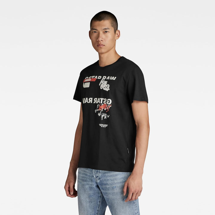 G-Star Herren Mirror Graphic T-Shirt XS Schwarz (Dk Black D24701-336-6484), XS Schwarz (Dk Black D24