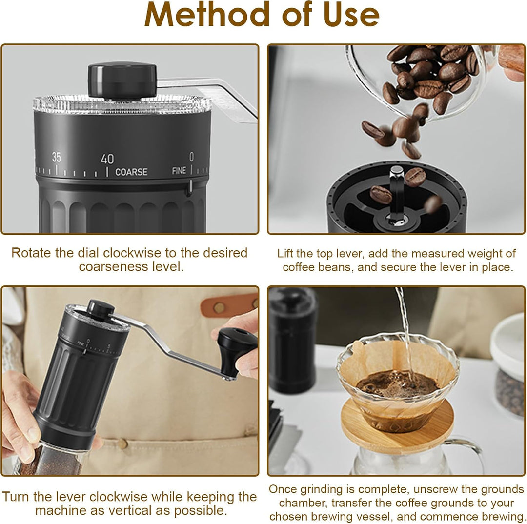 Manuelle Kaffeemühle mit 40 Externen Stufen und Keramik-Mahlwerk, Tragbare Handkaffeemühle mit Einst