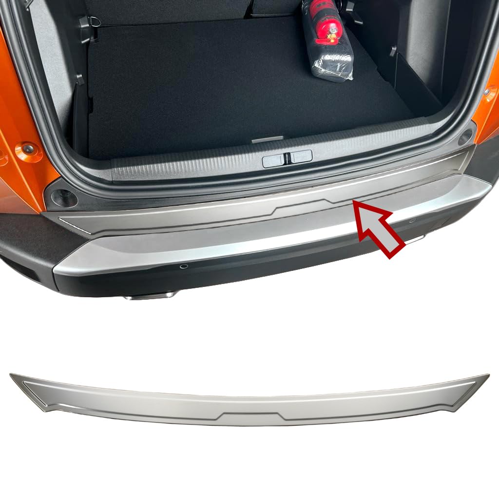 RECAMBO Ladekantenschutz Edelstahl matt gebürstet mit Textur - kompatibel für Peugeot 2008 2 - ab 20